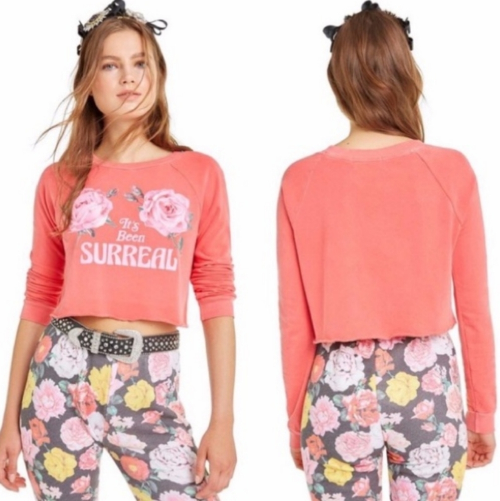 Wildfox It's Been Surreal cropped crewneck sweater